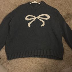 Blue bow sweater