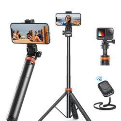 61" Phone Tripod for iPhone/ Android & Selfie Stick with Remote