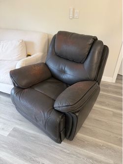 Used Recliner Leather Brown Rocks/Swings