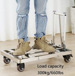 STAINLESS STEEL HAND TRUCK, FLAT PLATFORM FOLDING CART