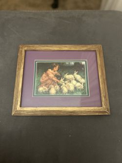 Framed print of Rabbits with Girl