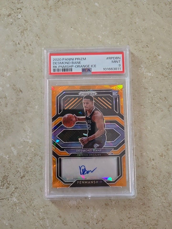 2020 Panini Prizm Rookie Penmanship Orange Ice Desmond Bane PSA 9 MINT Auto