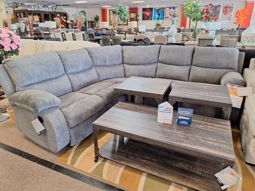 Dark Grey Sectional Reclinig 