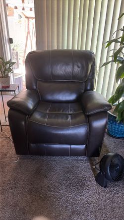 Electric brown leather recliner