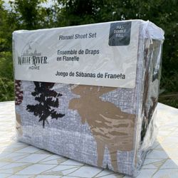 Cabela’s White River Home Full Double Flannel Sheet Set / Forest Friends / NEW