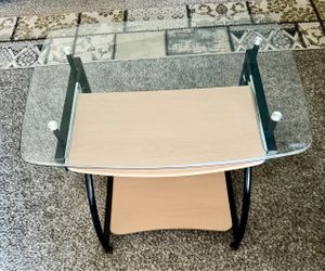 Tempered Glass computer desk with keyboard tray