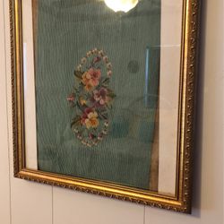 Gold Gilded Wall Hanging Hand Embroidered Pc 