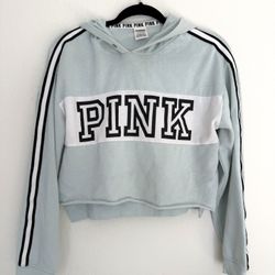 Cropped Victoria Secret Pink blue hoodie 