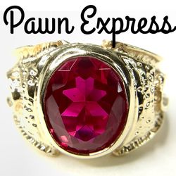 14K Lab-Created Ruby Statement Ring 