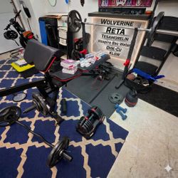 Home Gym Set with Bench, Barbell, and Dumbbells