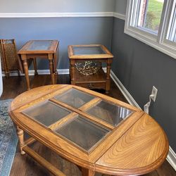 Traditional Wooden Coffee Table + 2 Side Table (space Saving)