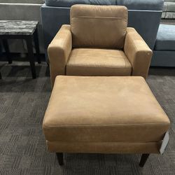Camel Comfy Chair And Ottoman 