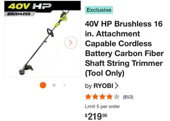 40V HP Brushless 16 in. Cordless Carbon Fiber Shaft Attachment Capable String Trimmer with 4.0 Ah Battery And Charger