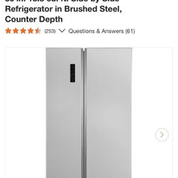 FRIGIDAIRE 36 in. 18.8 cu. ft. Side by Side Refrigerator in Brushed Steel, Counter Depth