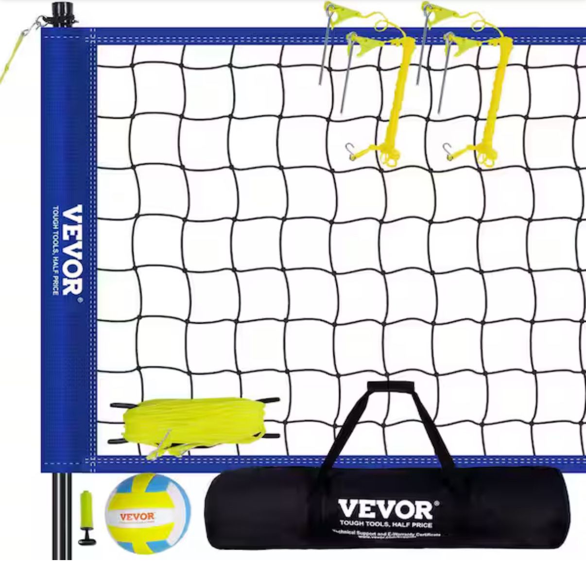 Outdoor Portable Volleyball Net System with Adjustable Height 1.5 in. Dia Steel Poles Professional Volleyball Set