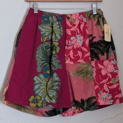 NWT Tommy Bahama Men's Swim Trunks Red Green Tropical Hula Girl Floral Size Medium