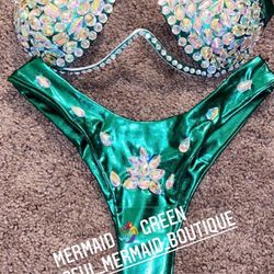 BIKINI RHINESTONE CARNIVAL MERMAID GREEN 