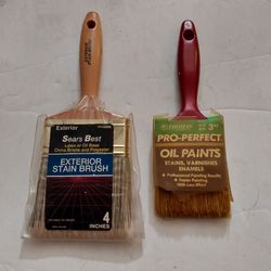 Vintage Sears Best 4" Exterior Stain Brush and Thomas Pro-Perfect 3" Oil Paint Brush