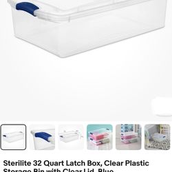 🪼$4 CADA UNO Sterilite 32 Quart Latch Box, Clear Plastic Storage Bin with Clear Lid🆕20 available 