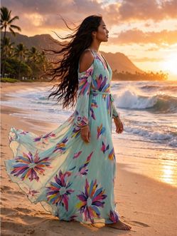 Judith March Boutique Cold-Shoulder Maxi Dress Coastal Vacation Maxi Dress large