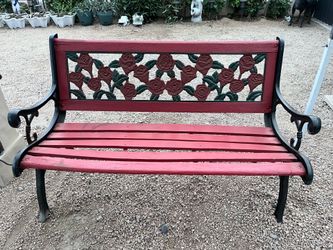Outdoor Patio Wood/Metal Garden Bench