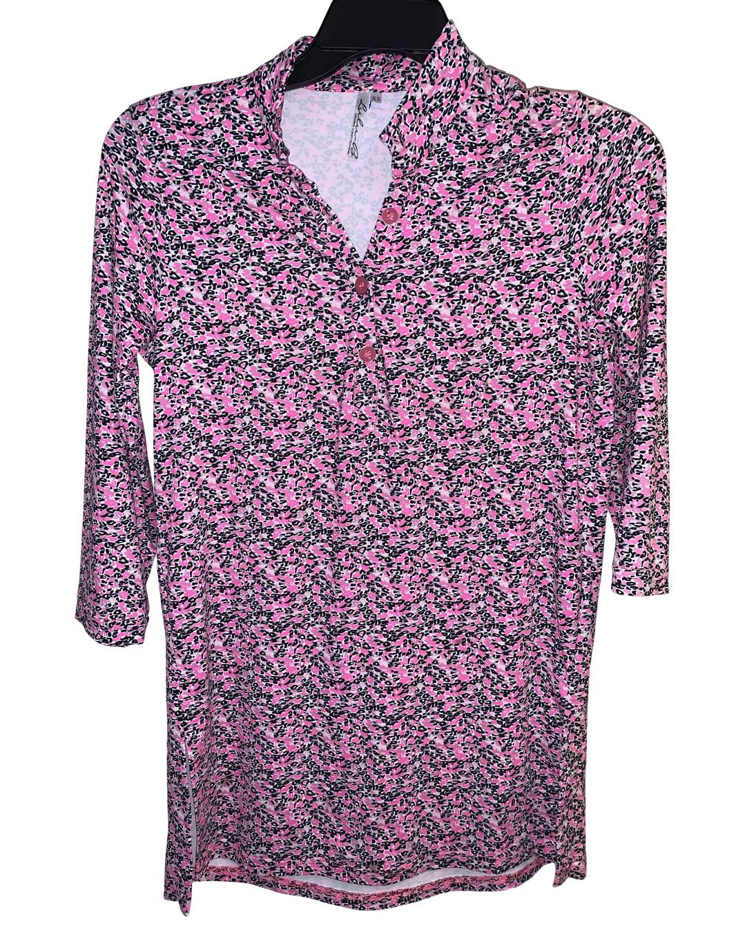 Lulu B Pink Leopard Button Tunic Size XS