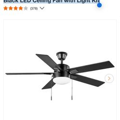 Hampton Bay 52 in. Corwin Indoor/Outdoor Matte Black LED Ceiling Fan with Light Kit