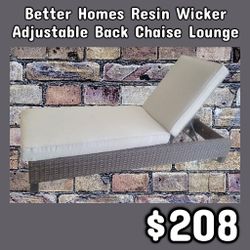 NEW Better Homes Resin Wicker Adjustable Back Chaise Lounge: njft