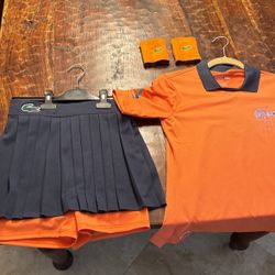 Lacoste Tennis Skirt, Shirt, and Sweatbands