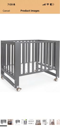 Grey 6 in 1 mini crib