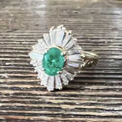 14k Emerald Diamond 