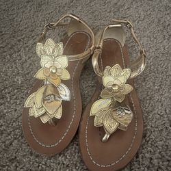gold Coach sandals size 5