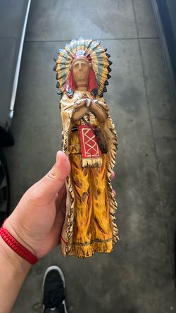 Native American Chief Carved Wood Figurine