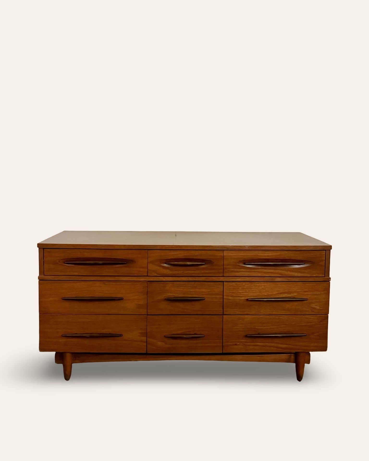 Vintage MCM Harmony House Lowboy Dresser with 9 Drawers