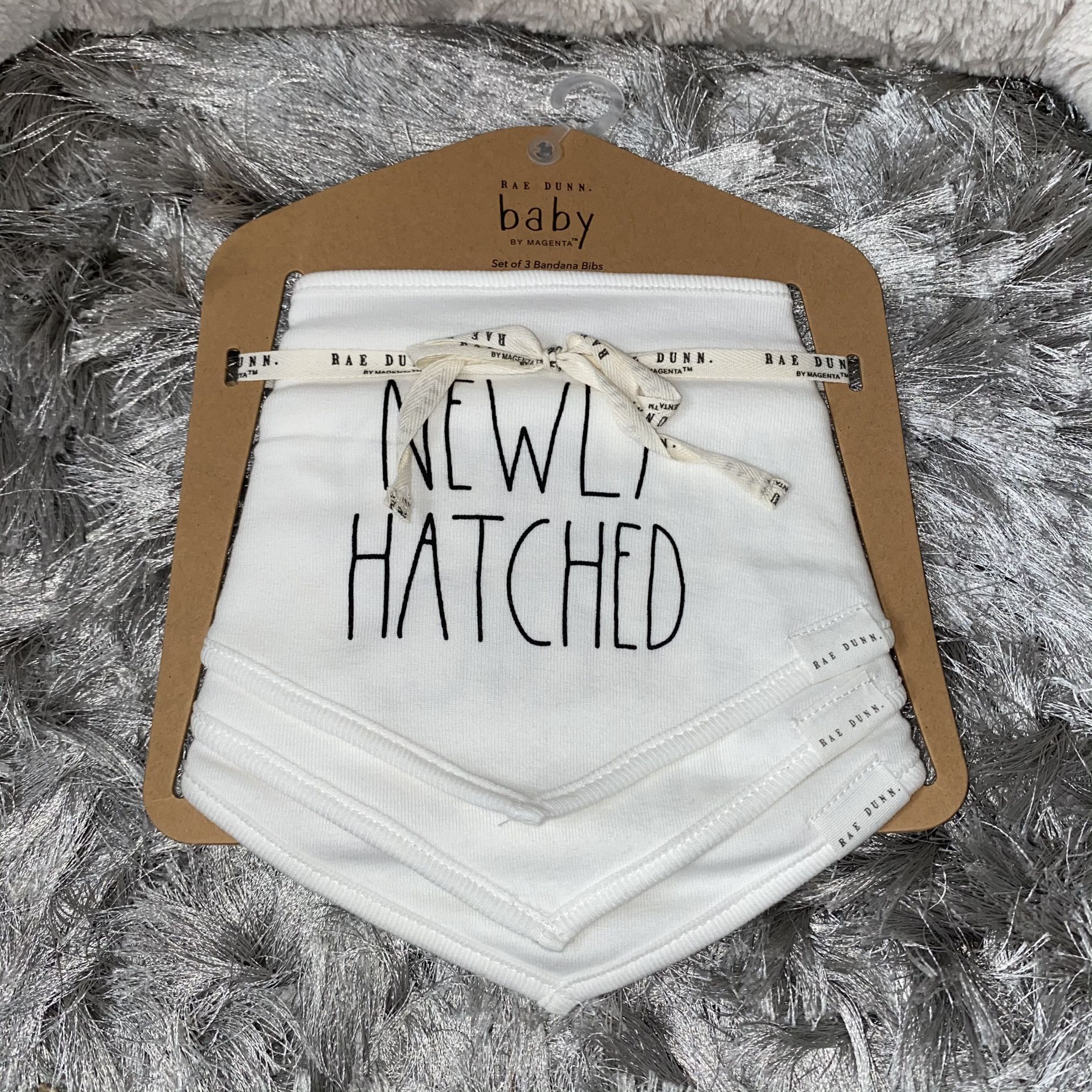 Rae Dunn Baby Bandana Bib Set NEWLY HATCHED, SNUGGLE BUNNY, SOMEBUNNY LOVES ME