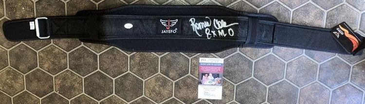 RONNIE COLEMAN SIGNED AUTOGRAPH JAYEFO LIFTING BELT MR OLYMPIA 8X WINNER JSA COA