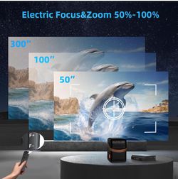 Electric Focus】Projector with Wifi and Bluetooth, FunFlix G1 Mini Projector Support 1080P, 16000 Lumens, 4D/4P Keystone&Zoom, Portable Movie Projector