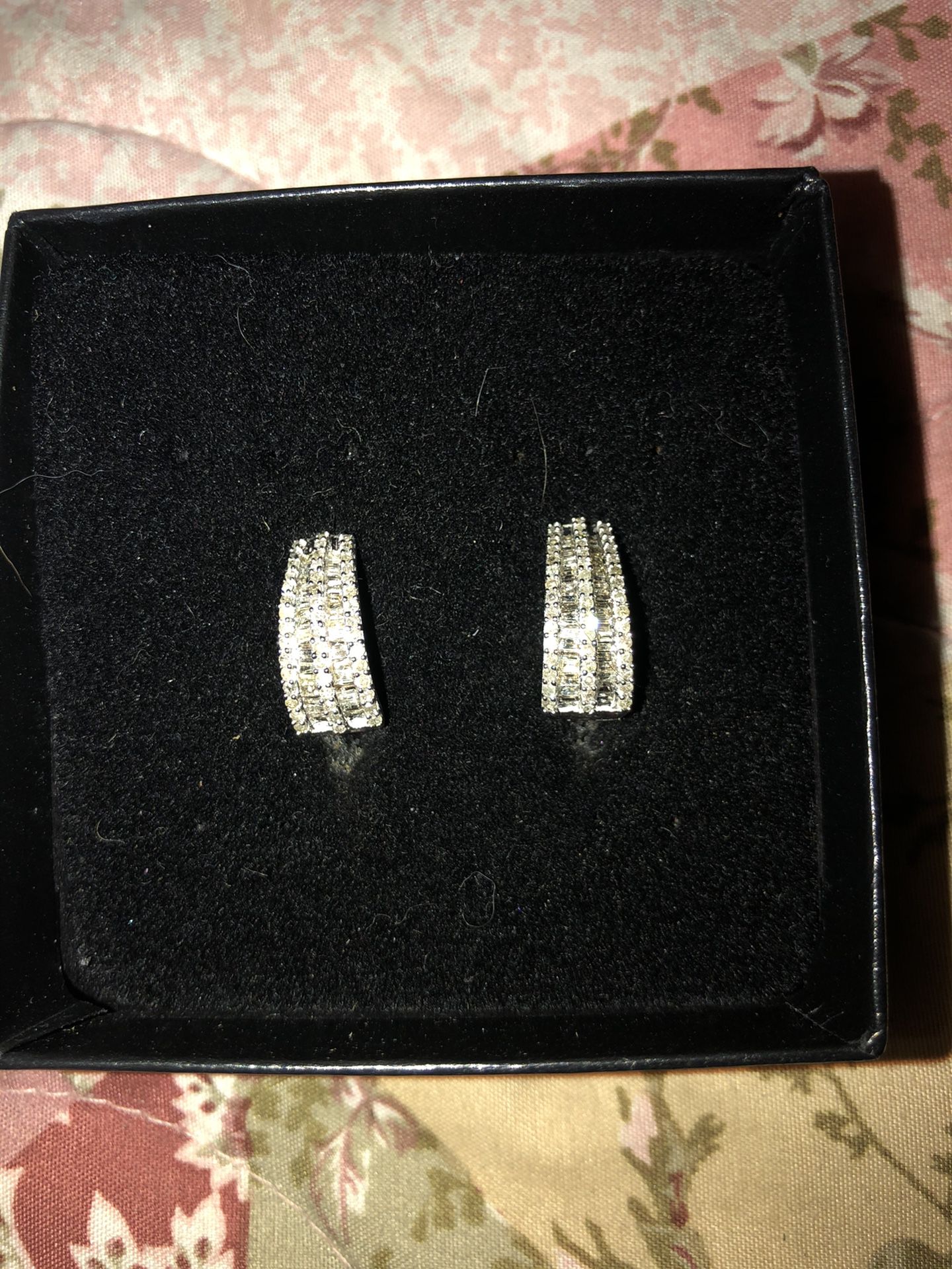 1 Ct white diamond earrings hoops