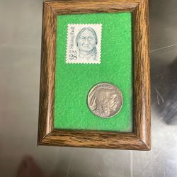 Indian Head - Buffalo Nickel  & Sitting Bull Stamp 
