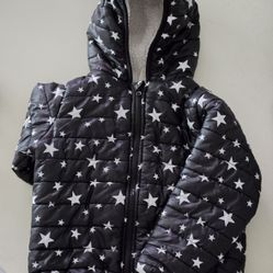 Macys Toddler Boys Navy Blue Star Fleece Lined Hooded Puffer Jacket - SIZE 4T NWOB and 18MONTHS NIB