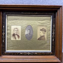 Antique Victorian Cabinet Card Family Photo Frame Chicago 1800s Display