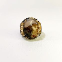Natural Arabian Gemstone Ring With Silver Frame 925 Size 9.5 USA