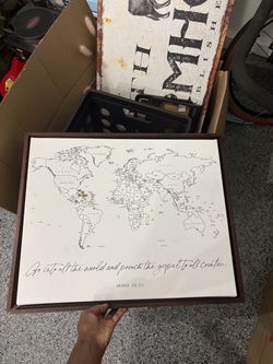 World Map Canvas Wall Art with Bible Verse