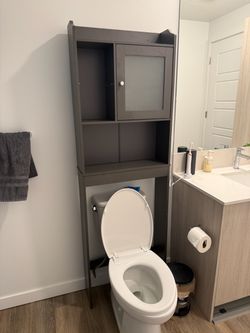 Over-the-Toilet Storage Cabinet Gray Wood