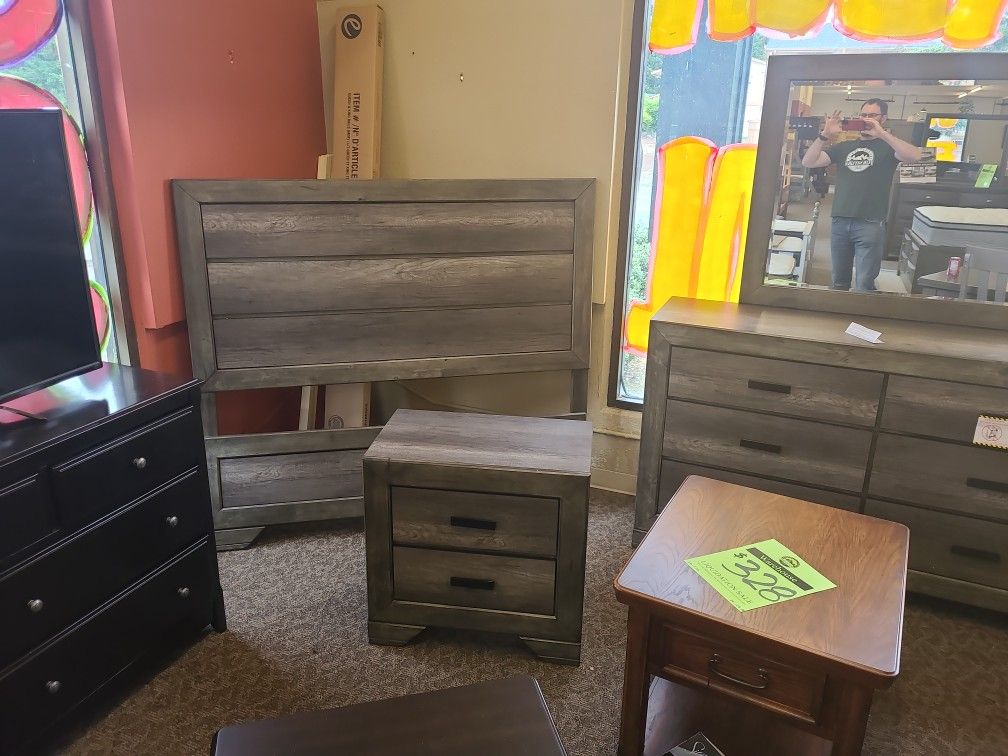 Queen Bed Frame. Dresser. Mirror. 1 Nightstand