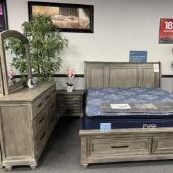 4PC Gray King Bedroom Set 