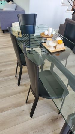 Dining Table Glass Set With Chairs