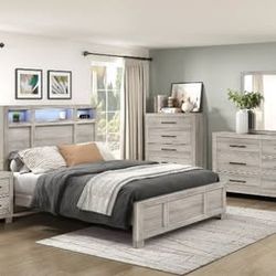 Stylish design w/contemporary appeal bedroom set features LED light, bluetooth speakers 