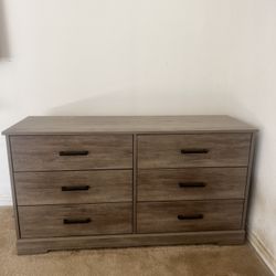 Brown Dresser for Bedroom, Chest of Drawers with 6 Storage Drawers, 53.25” wide x 18.25” deep x 28.5” Tall