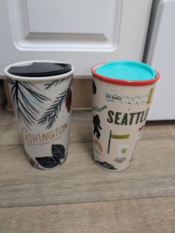 Vintage 2015/2016 Starbucks Ceramic Mugs Set - Seattle & Washington Ceramic Travel mug